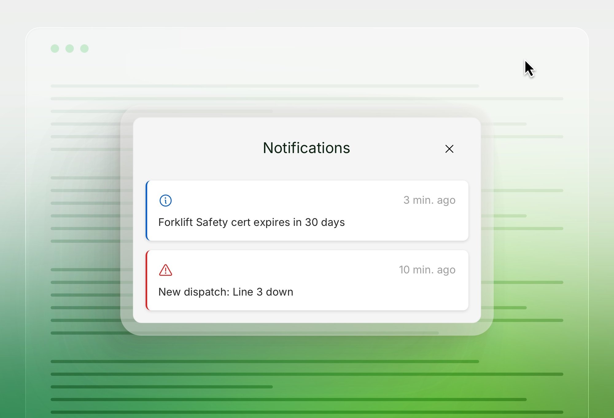 Factory Notification System customizable alerts