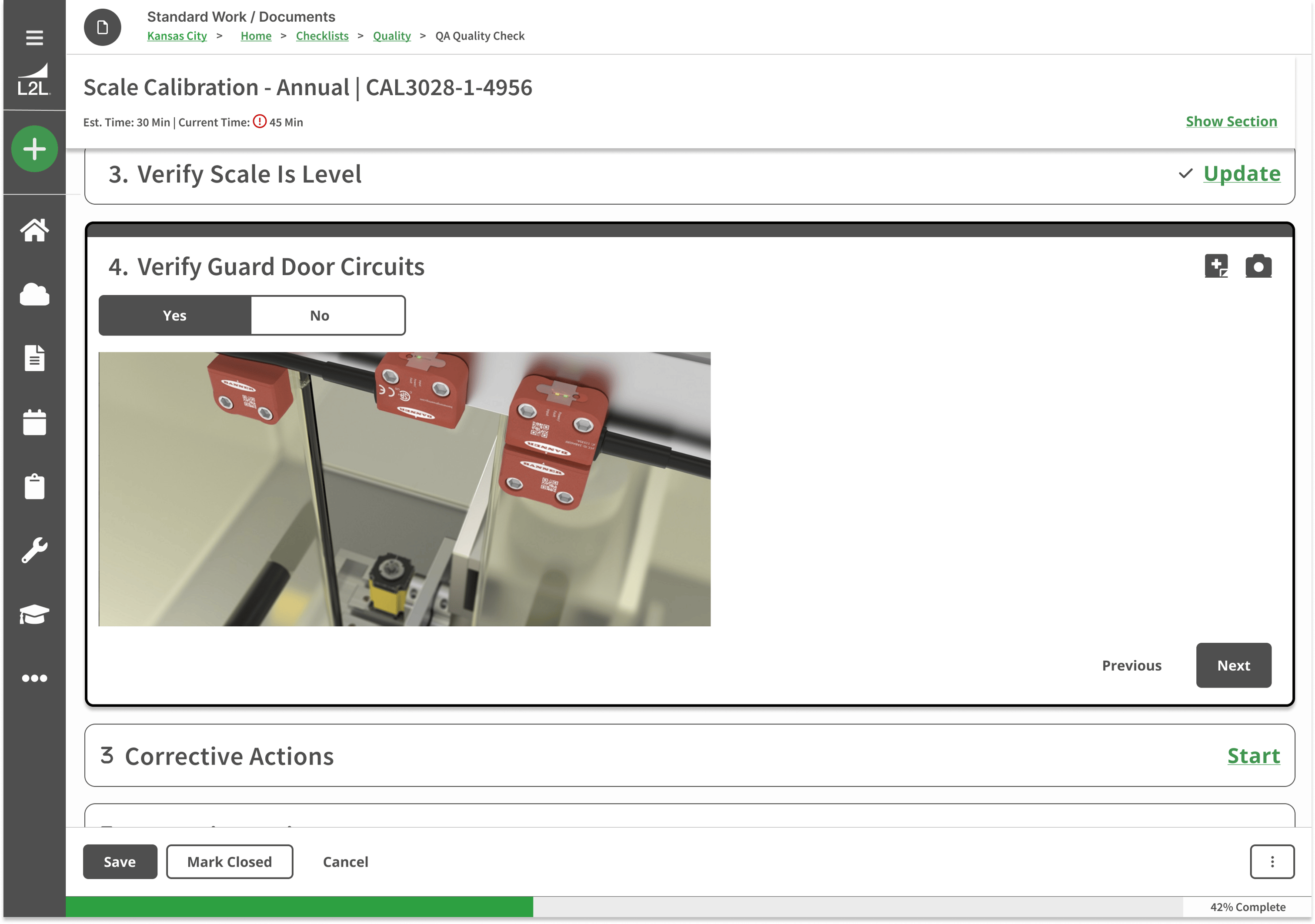 Screenshot of digital work instructions within the L2L platform