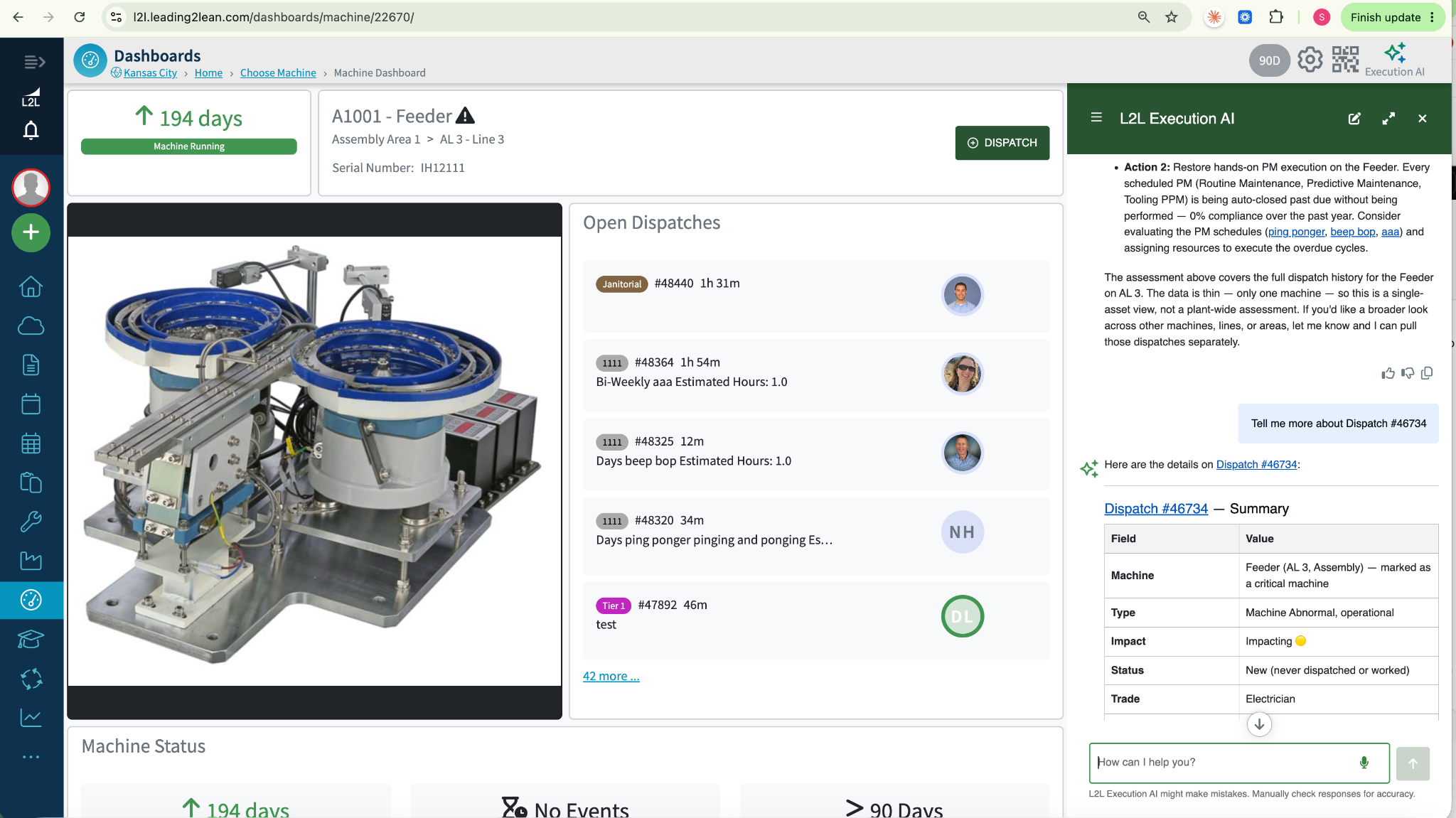 A screenshot of L2L AI Execution 